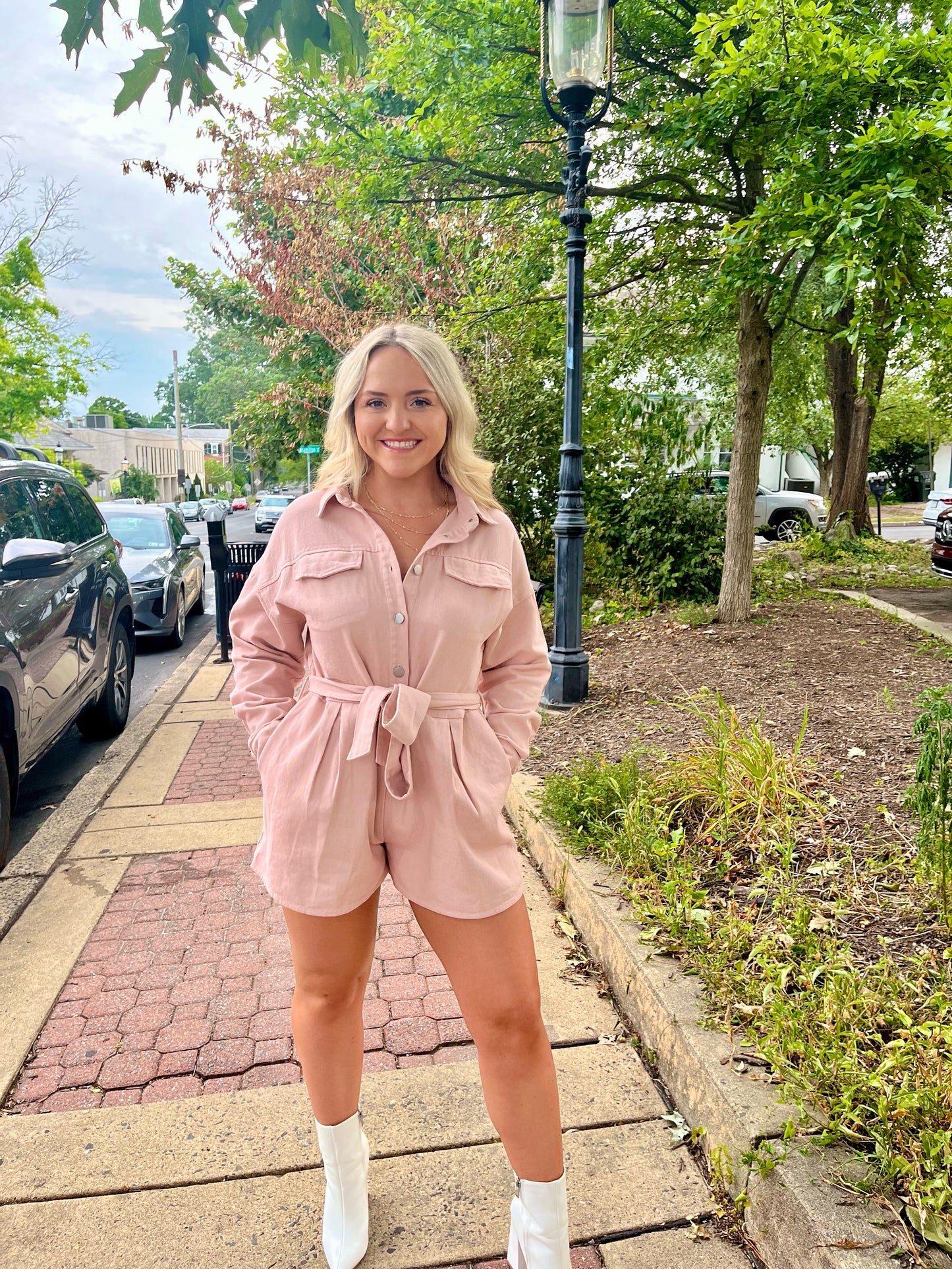 Pink Utility Romper