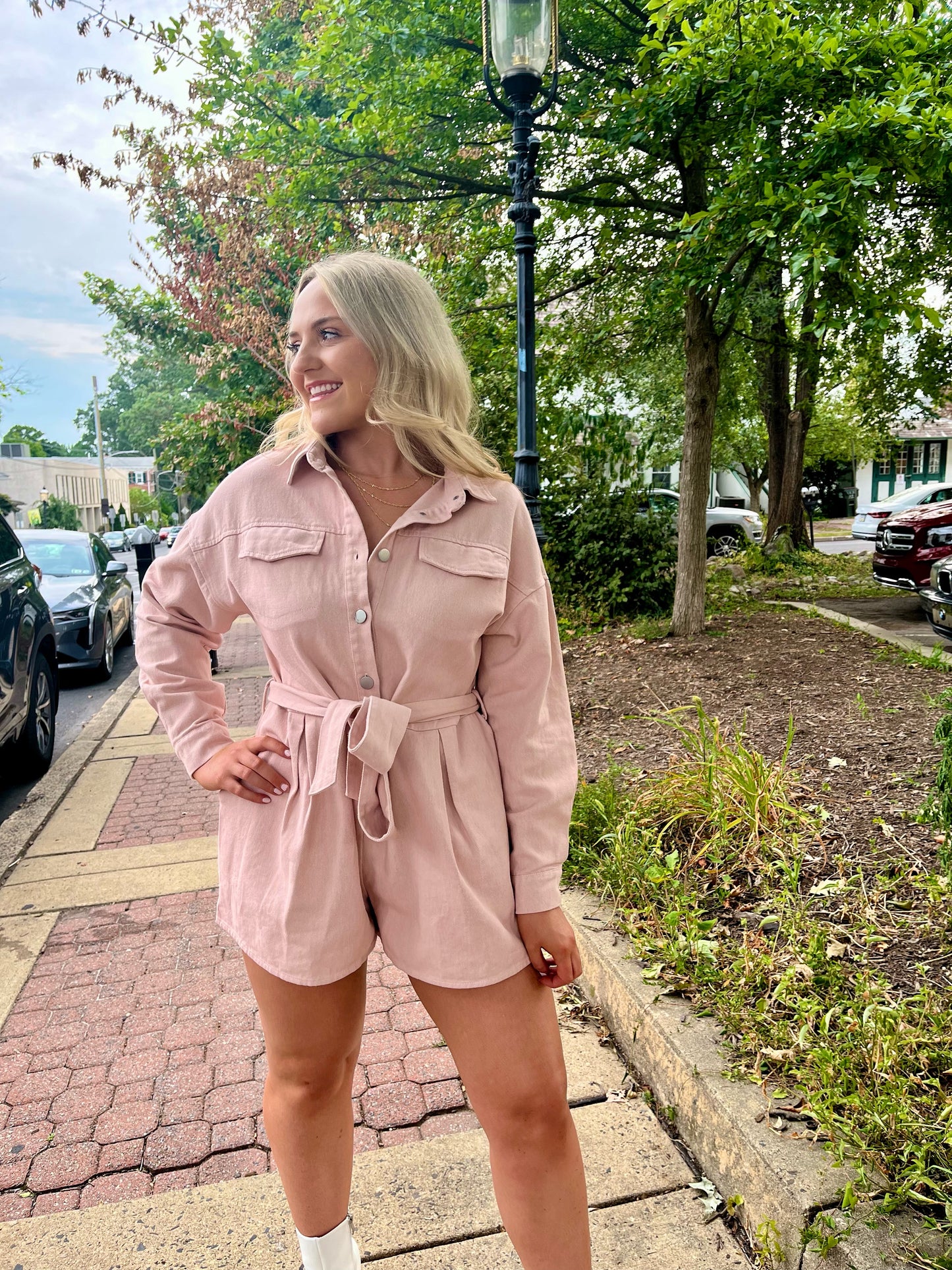 Pink Utility Romper