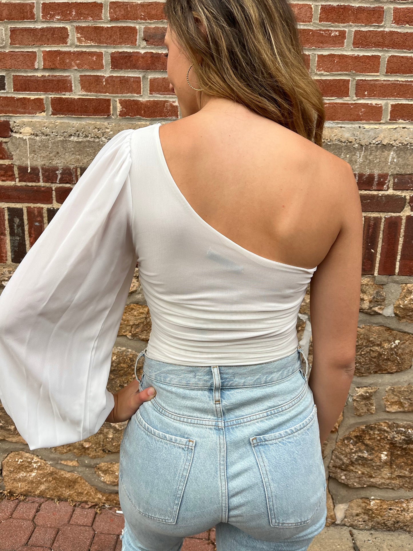 White One Shoulder Bodysuit