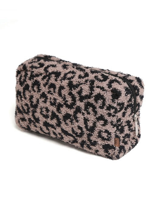 Sherpa Leopard Makeup Bag