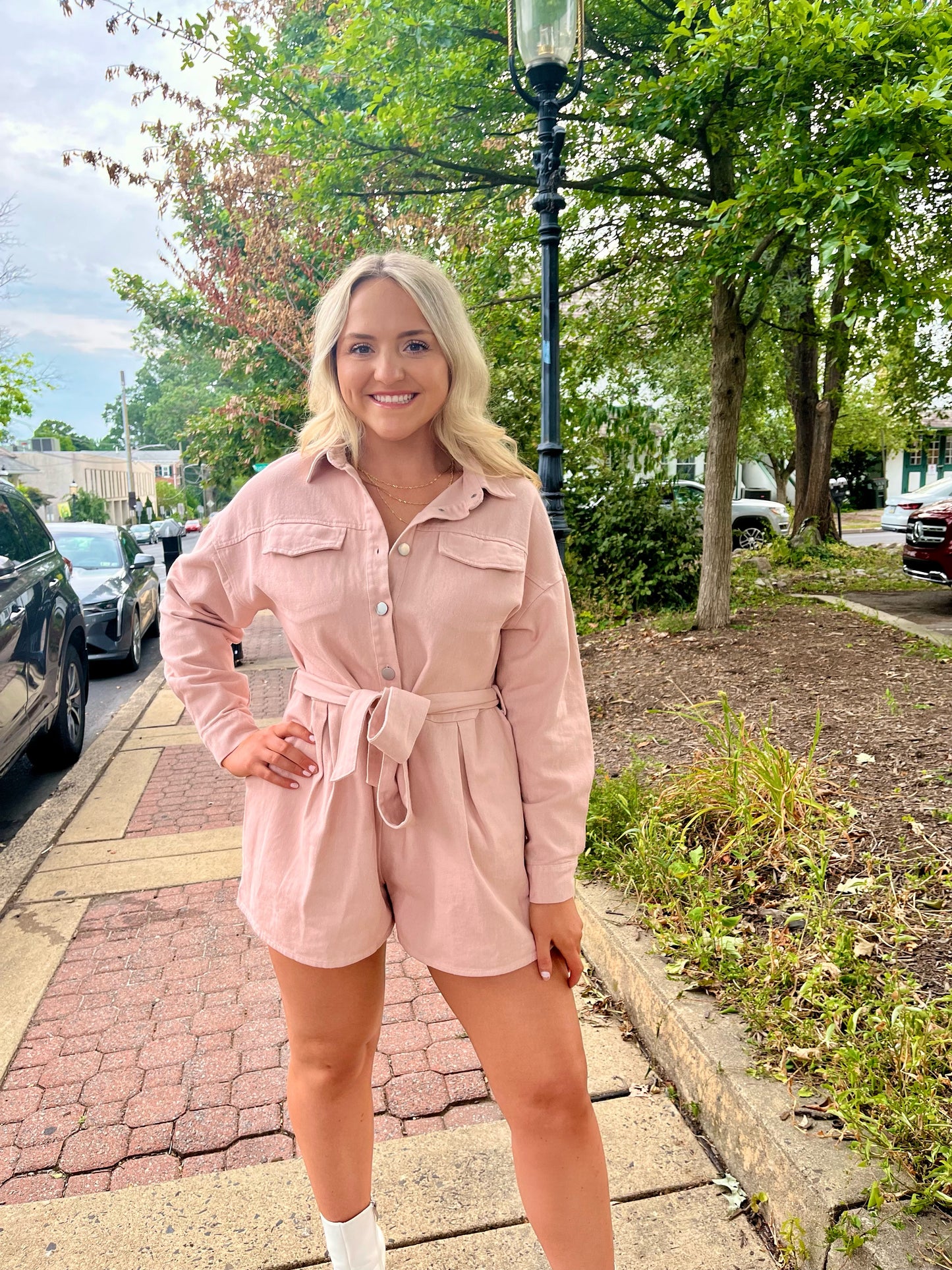 Pink Utility Romper